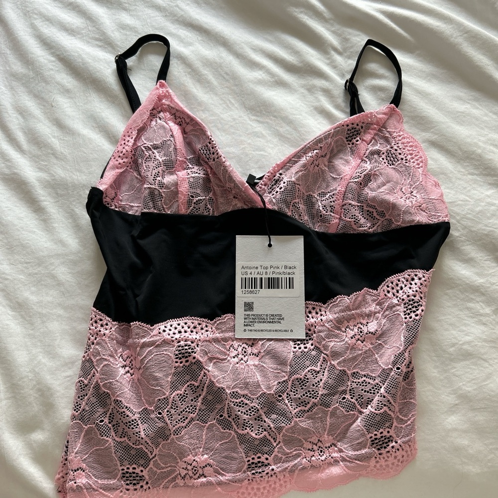 Princess Polly Pink and Black Lace Camisole
